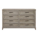 Belmar 8 Drawer Dresser in Washed Taupe and Silver Champagne