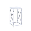 Edmund Accent Table with X-cross Glossy White and Chrome