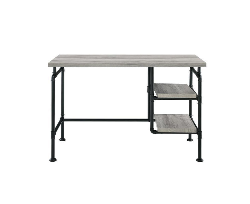 Delray 2-tier Open Shelving Writing Desk Grey Driftwood and Black