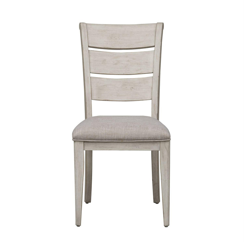 Liberty Furniture Farmhouse Reimagined Ladder Back Upholstered Side Chair (RTA) in Antique White (Set of 2)