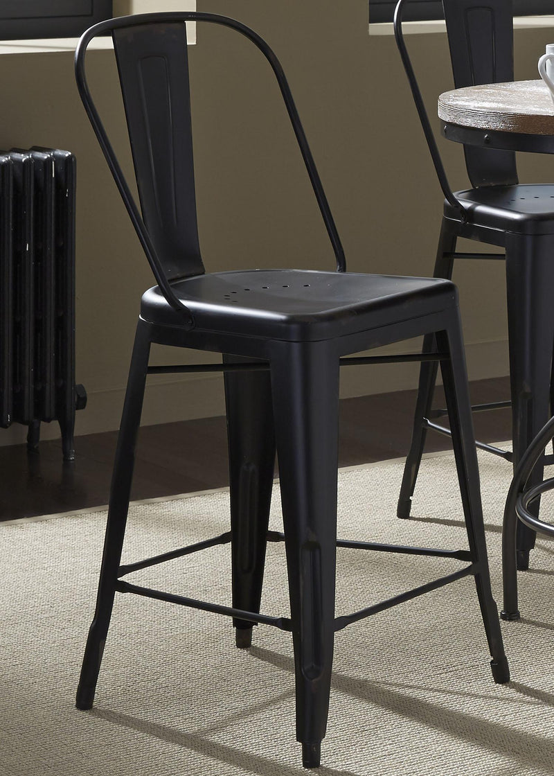Liberty Furniture Vintage Dining Series  Bow Back Counter Chair in Black (Set of 2)