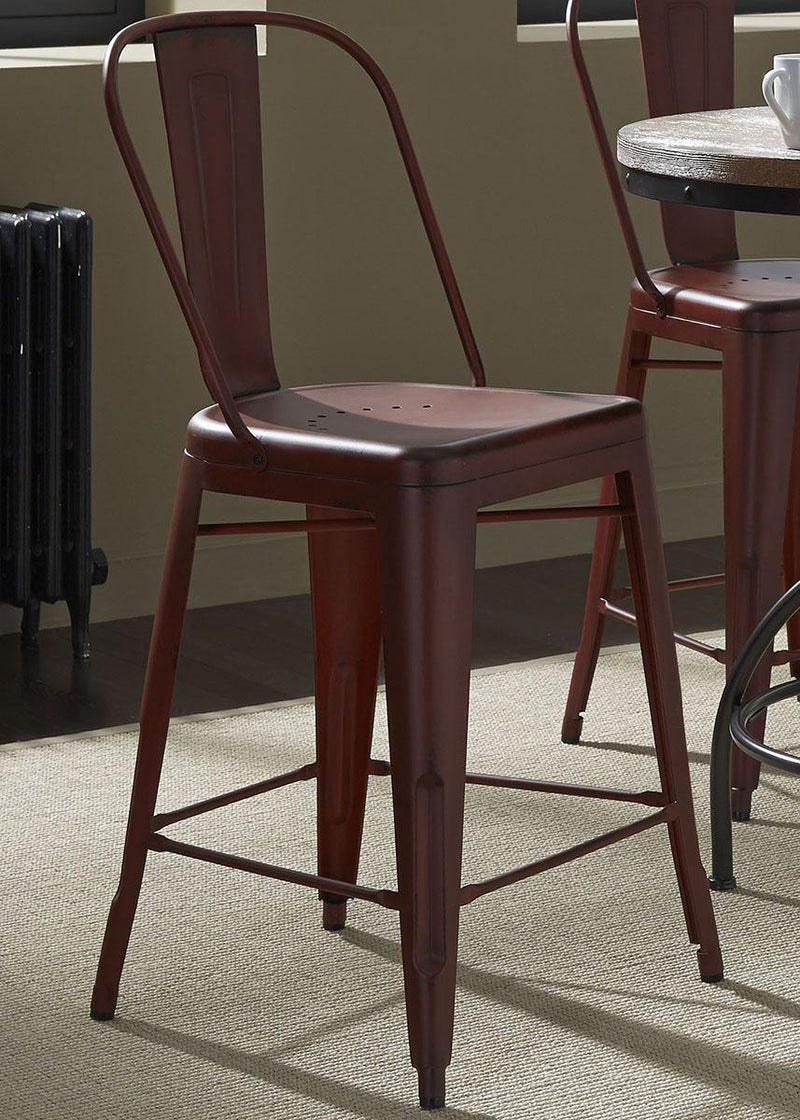 Liberty Furniture Vintage Dining Series  Bow Back Counter Chair in Red (Set of 2)