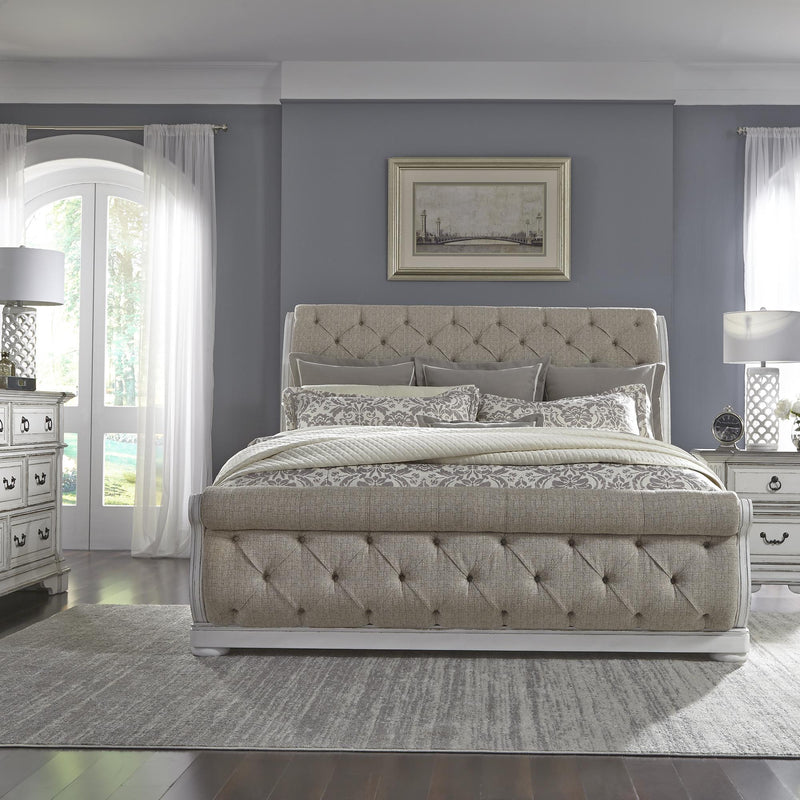 Abbey Park Queen Uph Sleigh Bed, Dresser & Mirror, Night Stand image