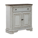 Magnolia Manor Accent Cabinet in Antique White & Weathered Bark EST SHIP TIME APPX 4 WEEKS image