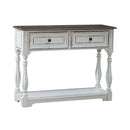 Magnolia Manor Hall Console in Antique White & Weathered Bark EST SHIP TIME APPX 4 WEEKS image