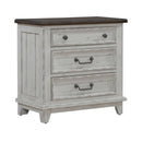River Place 3 Drawer Nightstand with Charging Station in Riverstone White and Tobacco image