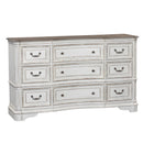 Magnolia Manor Leg 9 Drawer Dresser in Antique White image