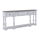 Magnolia Manor 72 Inch Hall Console Table in Antique White Base w/ Weathered Bark Tops image