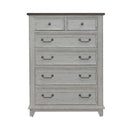 River Place 6 Drawer Chest in Riverstone White and Tobacco image