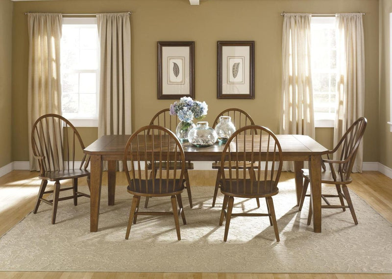 Liberty Furniture Hearthstone Windsor Back Side Chair in Rustic Oak (Set of 2)