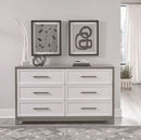 Liberty Furniture Palmetto Heights 6 Drawer Dresser in Shell White and Driftwood image