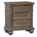 Liberty Furniture Carlisle Court 3 Drawer Nightstand with Charging Station in Chestnut with Dusty Wax image